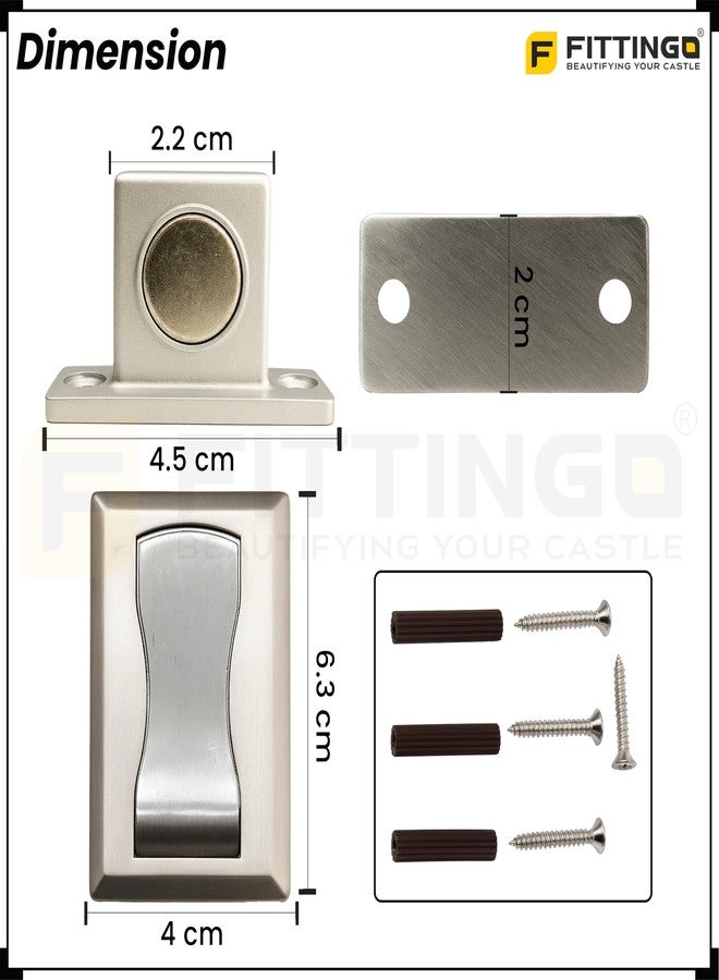 FITTINGO Premium Concealed Magnetic Door Stopper/Door Stopper Magnetic/Stainless Steel Floor Mount Door Magnet/Stylish Stopper for Home/Office and Hotels - Matt Finish - Square - (Pack of 1) - Image 2